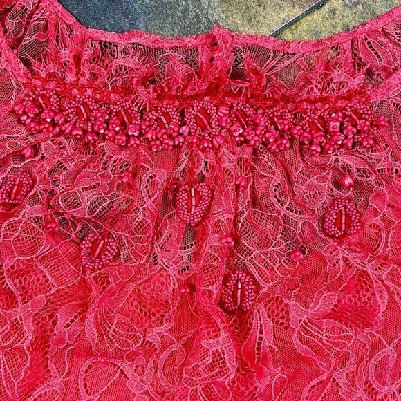 Free People Beaded Lace Vintage Style Mini Dress Large - Picture 9 of 10